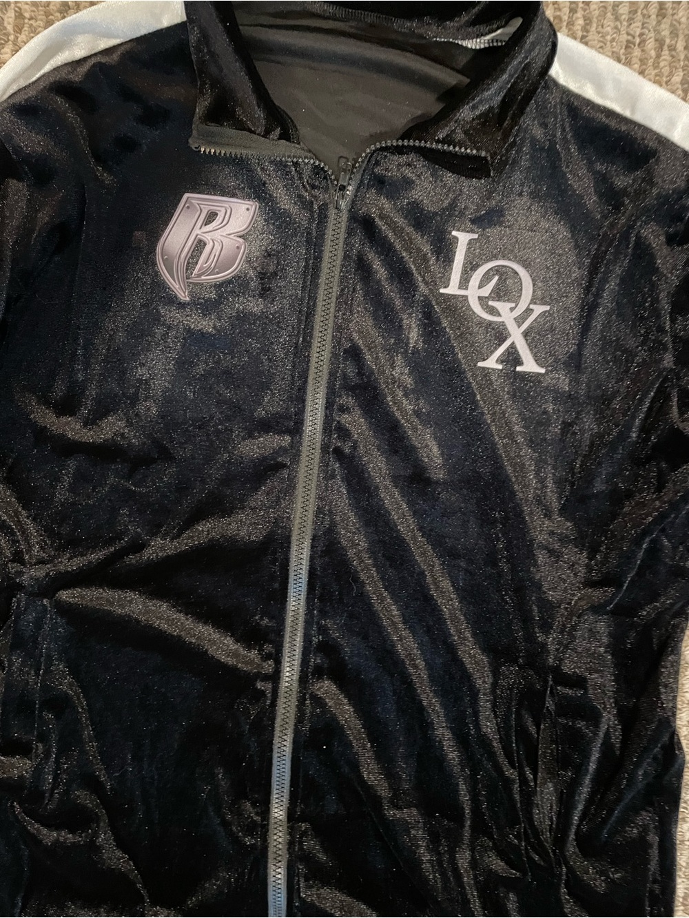 Black and White LOX Ruff Ryders light velour Jacket & Pants Set size Medium new - Picture 7 of 11